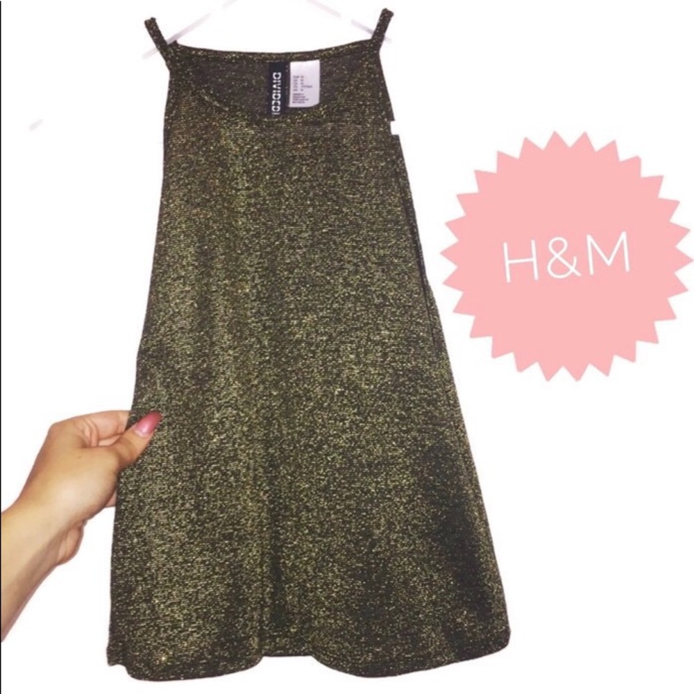 H&M Divided Sparkly Gold Halter Neck Top